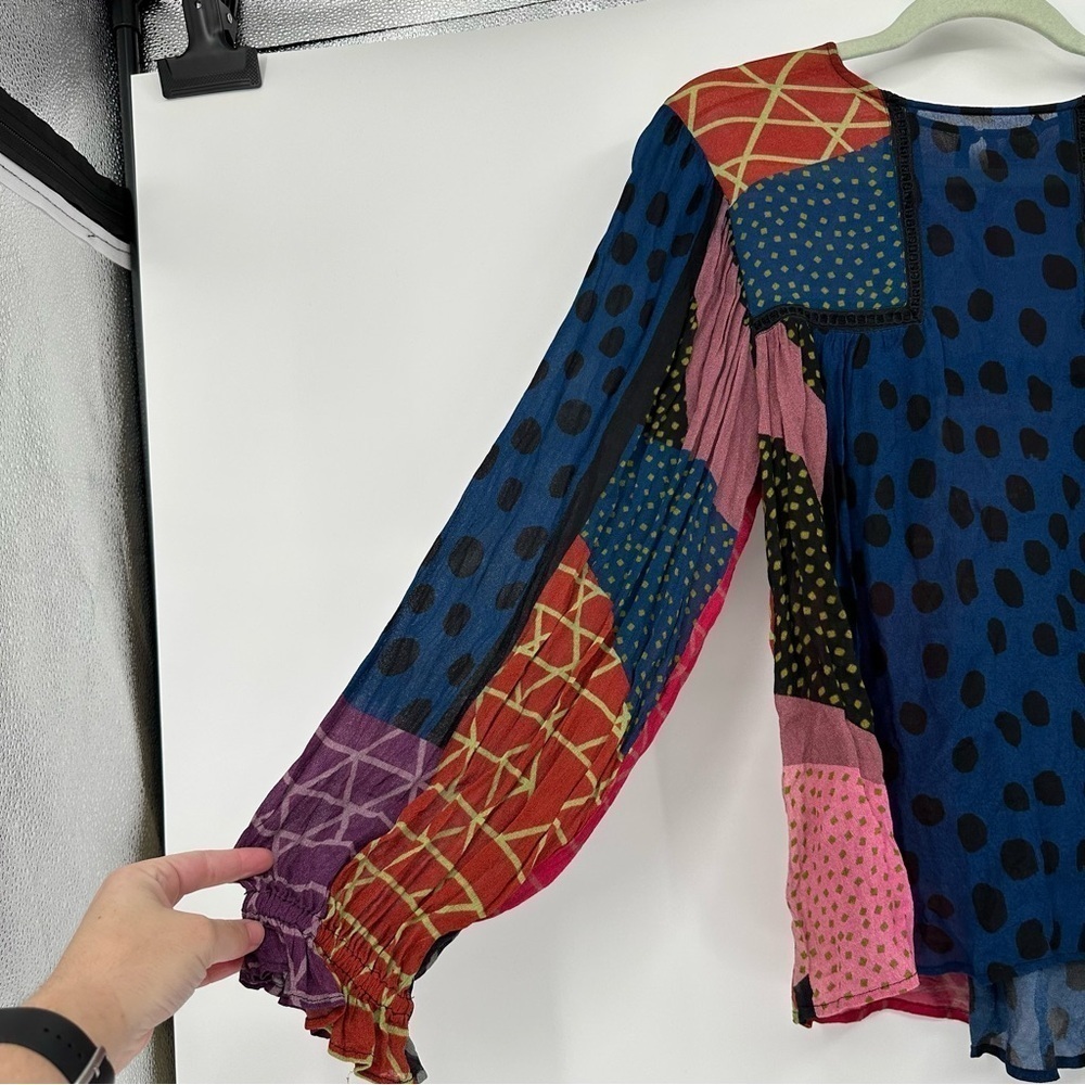 Anthropologie Miranda Blouse Printed Fun Career Top Size Small colorful - Picture 4 of 7